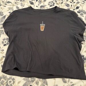 Life Is Good Black Short Sleeve Tee with Coffee Graphic